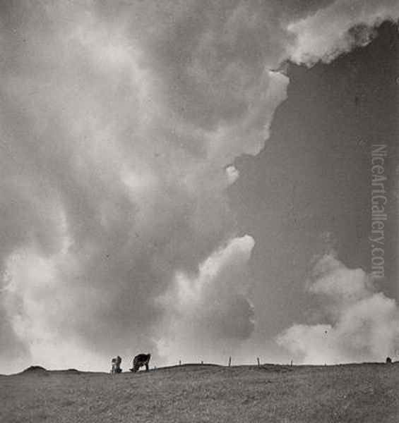 Oberberger Alm Oil Painting by Franz Senkinc