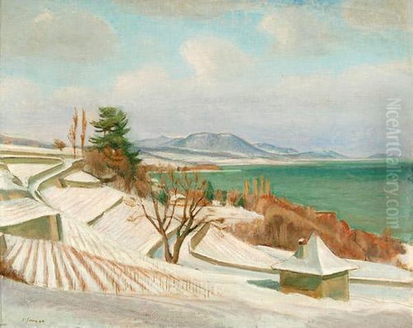 Paysage D''hiver A Vaumarens Oil Painting by Traugott Senn