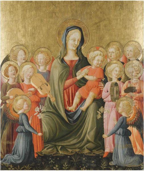 The Madonna And Child With Music-making Angels Oil Painting by Giovanni di ser Giovanni Guidi (see Scheggia)