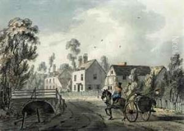 A Horse-drawn Cart Arriving In A Village Oil Painting by John Thomas Serres