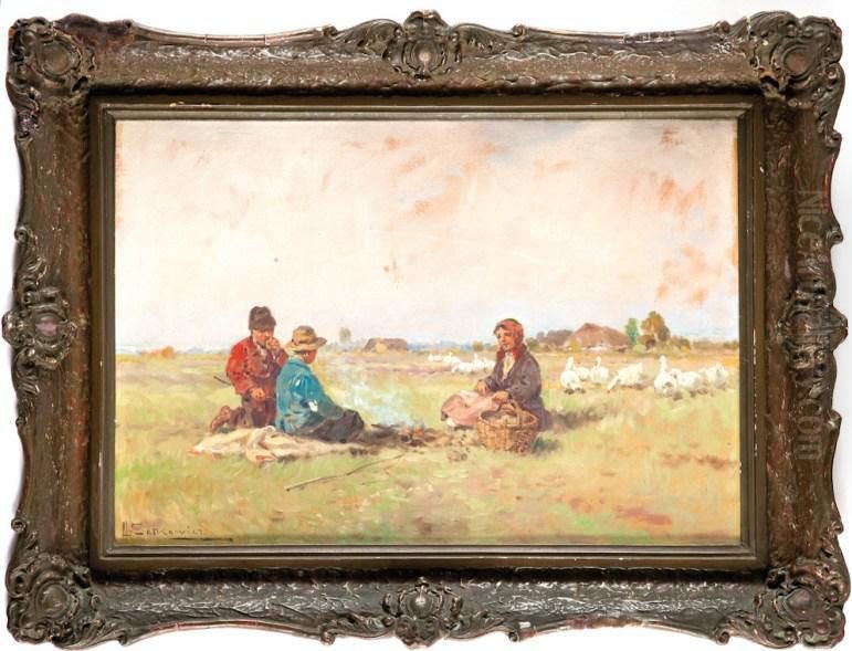 Dzieci Pasace Gesi Oil Painting by Adam Setkowicz