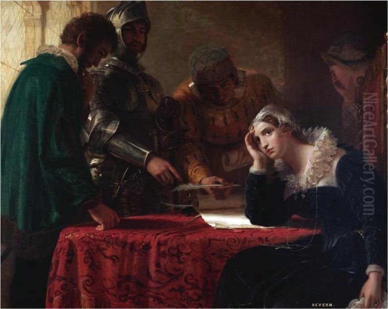 The Abdication Of Mary Queen Of Scots Oil Painting by Joseph Arthur Palliser Severn