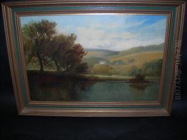 River Scenes Apair Oil Painting by Thomas, of Pall Mall Butler