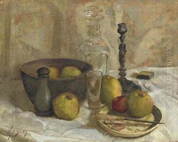 Still Life With Fruit And A Decanter Oil Painting by William Somerville Shanks