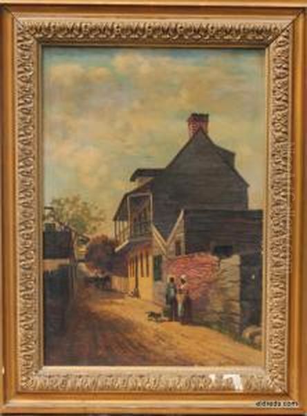 Old House In Charlotte Street St. Augustine Florida Oil Painting by Frank Henry Shapleigh