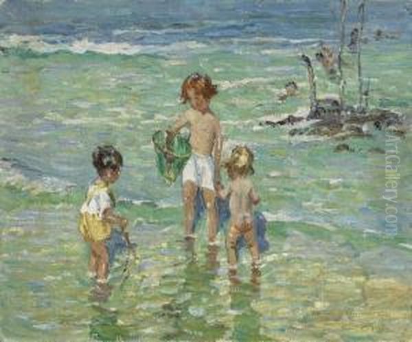 Children On A Beach Oil Painting by Dorothea Sharp