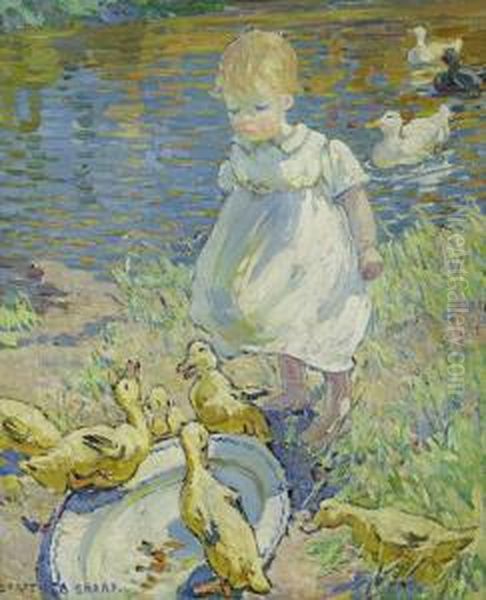 Feeding Ducks Oil Painting by Dorothea Sharp