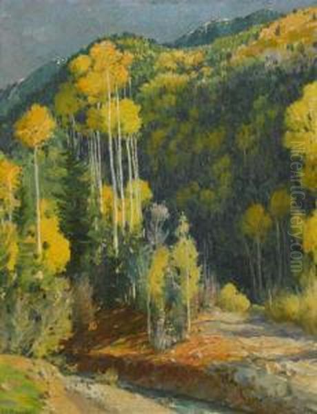 Mountain Aspens Hondo Canon Oil Painting by Joseph Henry Sharp