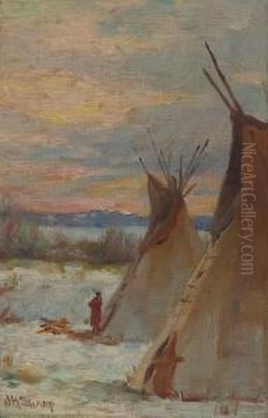 Winter Landscape Oil Painting by Joseph Henry Sharp