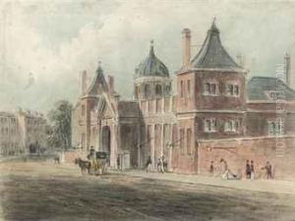 Montague House, The Original Building Housing The British Museum,london Oil Painting by George Shepherd