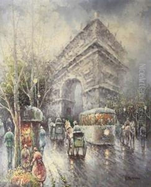 Champs Elysee Oil Painting by Gail Corbett Sherman