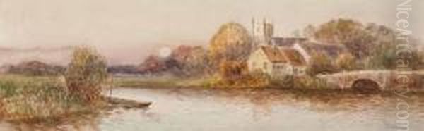 Church By The River Oil Painting by Daniel Sherrin