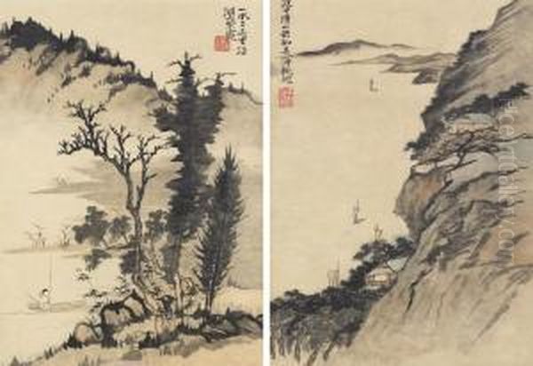Landscapes Oil Painting by Shitao Daoji