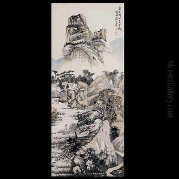 A Zhang, Qin Xiang Yi Ren Oil Painting by Shitao Daoji