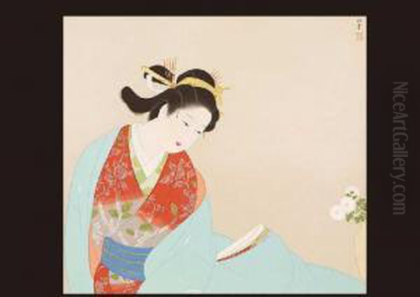 Chrysanthemum Oil Painting by Uemura Shoen