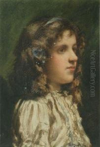 Portrait Of A Young Girl Oil Painting by Arthur Charles Shorthouse