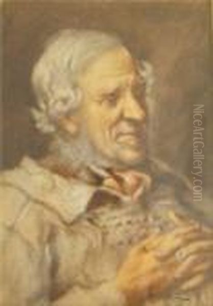 Portraits Of An Elderly Woman Wearing A Bonnet And Ashawl Oil Painting by Arthur Charles Shorthouse