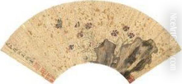 Butterflies And Flowers Oil Painting by Wen Shu