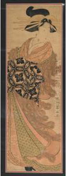 Peacock Girl Oil Painting by Katsukawa Shunsen