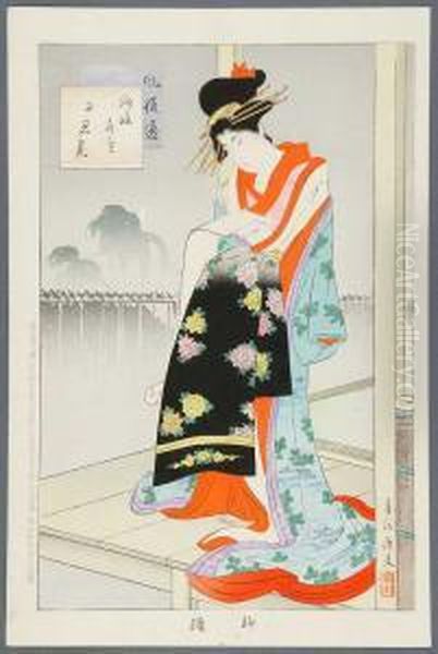 A Beauty Oil Painting by Miyagawa Shuntei