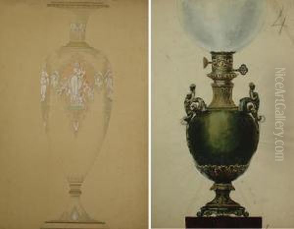 Lot De 10 Etudes De Ceramique De La Manufacture De Sevres Oil Painting by Eugene Sieffert