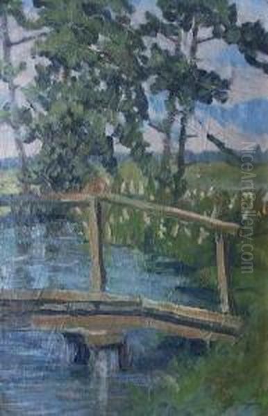 Sommerlandschaft Mit Kleinem Steg Oil Painting by Franz Siegele