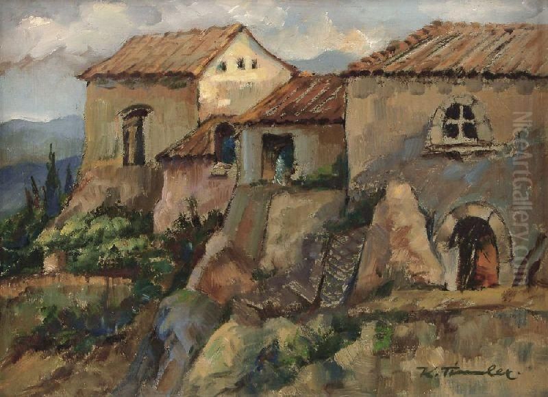 Timmler, Sudlandische Landschaft Oil Painting by Friedrich Karl Joseph Simmler