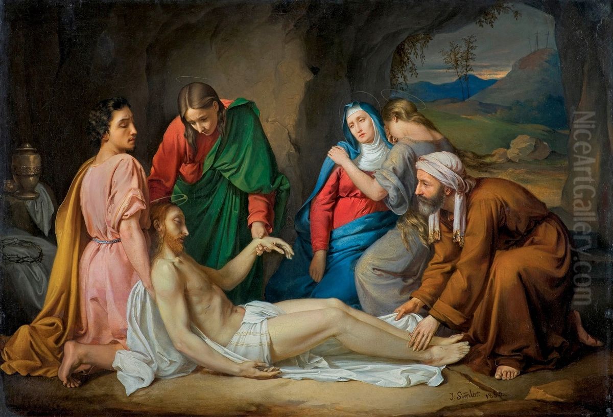 Zlozenie Do Grobu Oil Painting by Jozef Simmler