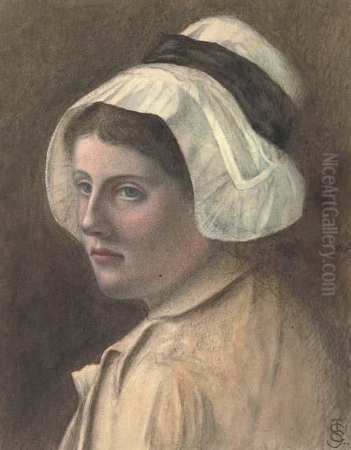 Portrait Of A Lady Oil Painting by W. St. Clair Simmons