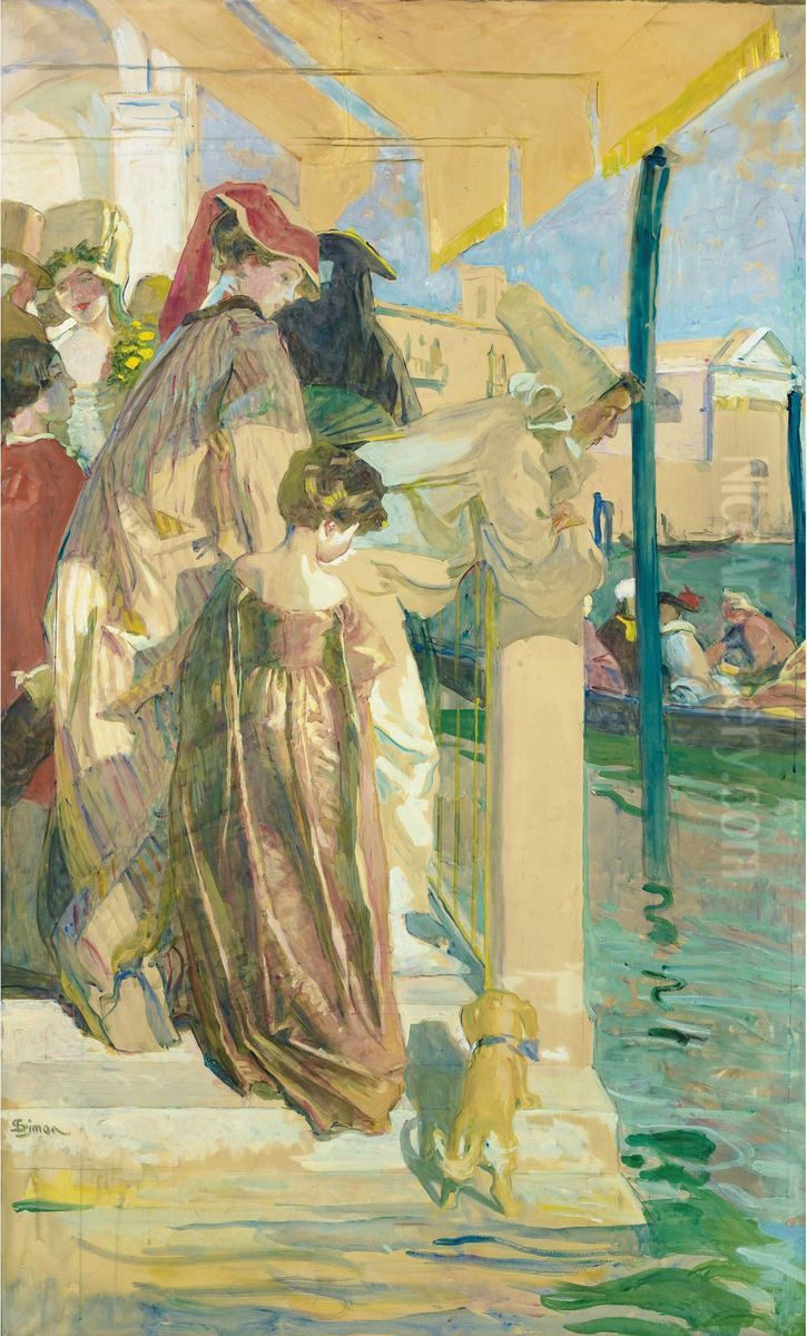 Fete A Venise Oil Painting by Lucien Simon