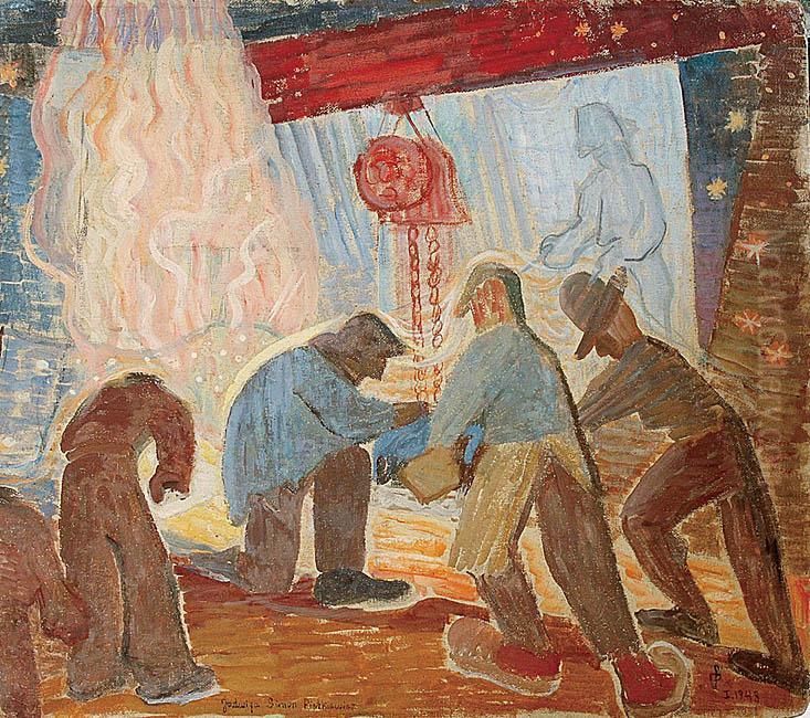 Huta Oil Painting by Jadwiga Simon-Pietkiewicz