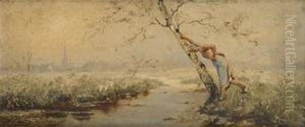 Jeune Femme Se Mirant Oil Painting by Jan Frans Simons