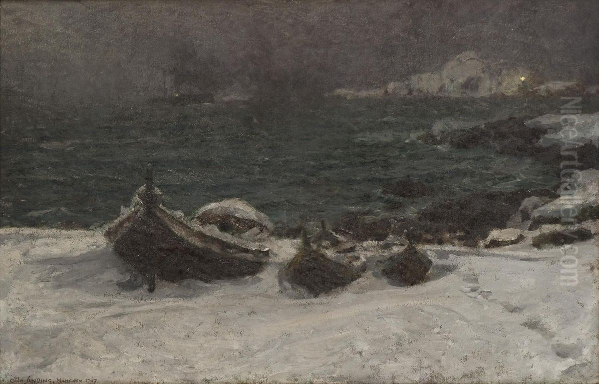 Vinterdag Oil Painting by Otto Ludvig Sinding