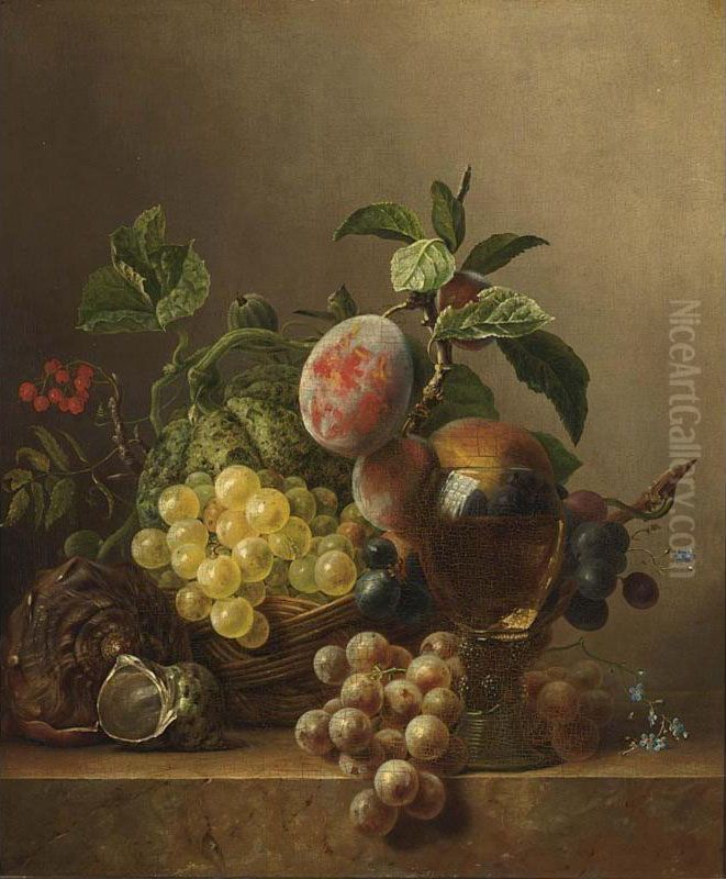 A Fruit Still Life Oil Painting by Diederick Jan Singendonck