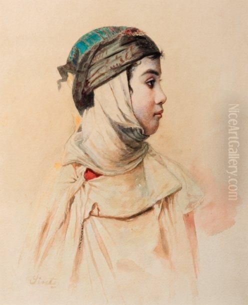 Jeune Algerienne Au Foulard Oil Painting by Joseph Sintes