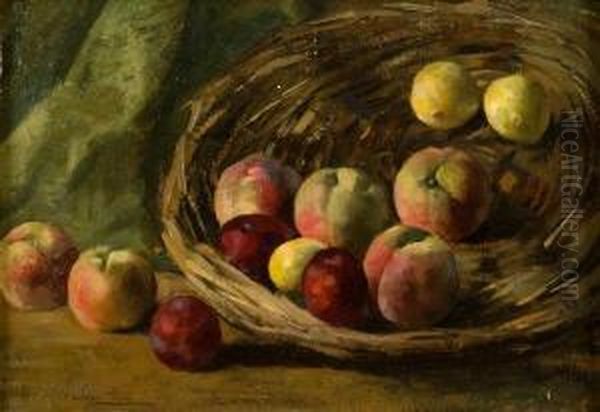 Cesta Di Pesche Oil Painting by Carlo Siviero
