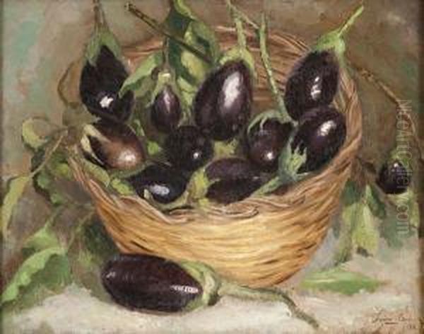 Cesto Di Melanzane A Capri Oil Painting by Carlo Siviero