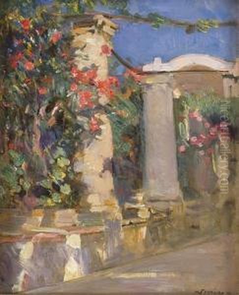 Terrazza Con Pergolato E Fiori Oil Painting by Carlo Siviero