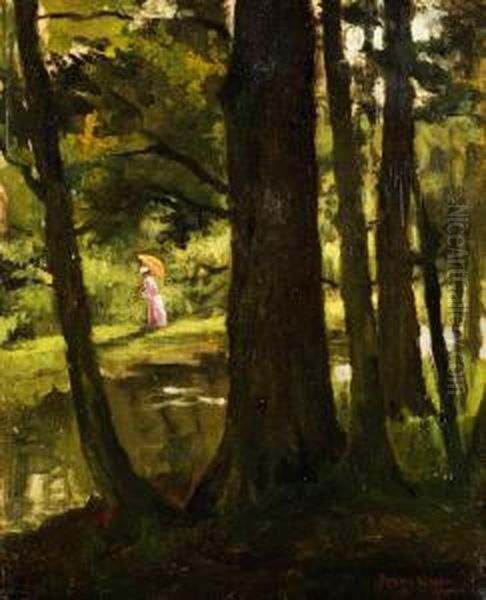 Dame Mit Sonnenschirm Im Park Oil Painting by Frans Slager