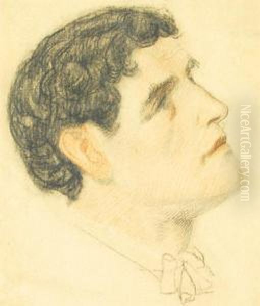 Two Studies Of Male Heads Oil Painting by Bernard Sleigh