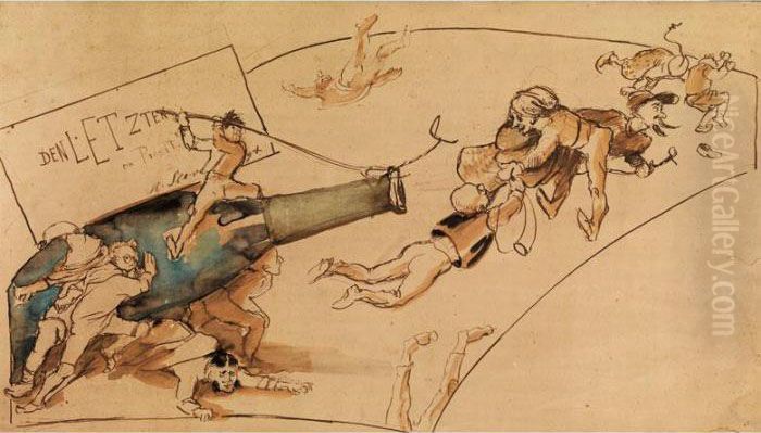 Den Letzten Ein Prosit Oil Painting by Max Slevogt