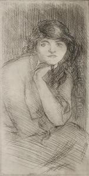 Woman With Hand To Chin Oil Painting by John Sloan