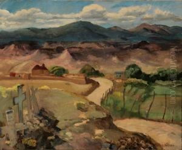 Crosses Near San Ildefonso Oil Painting by John Sloan