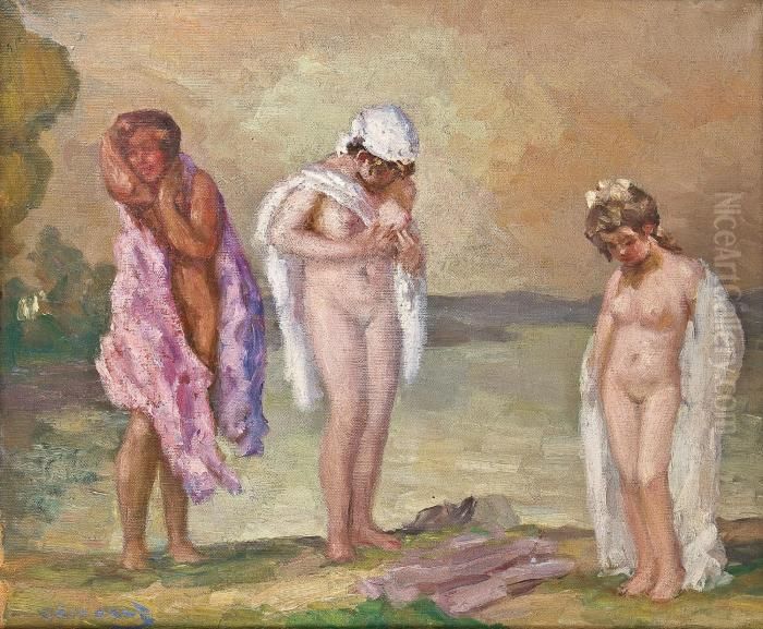 Drei Badende Oil Painting by Pavel Dmitrievic Smarov